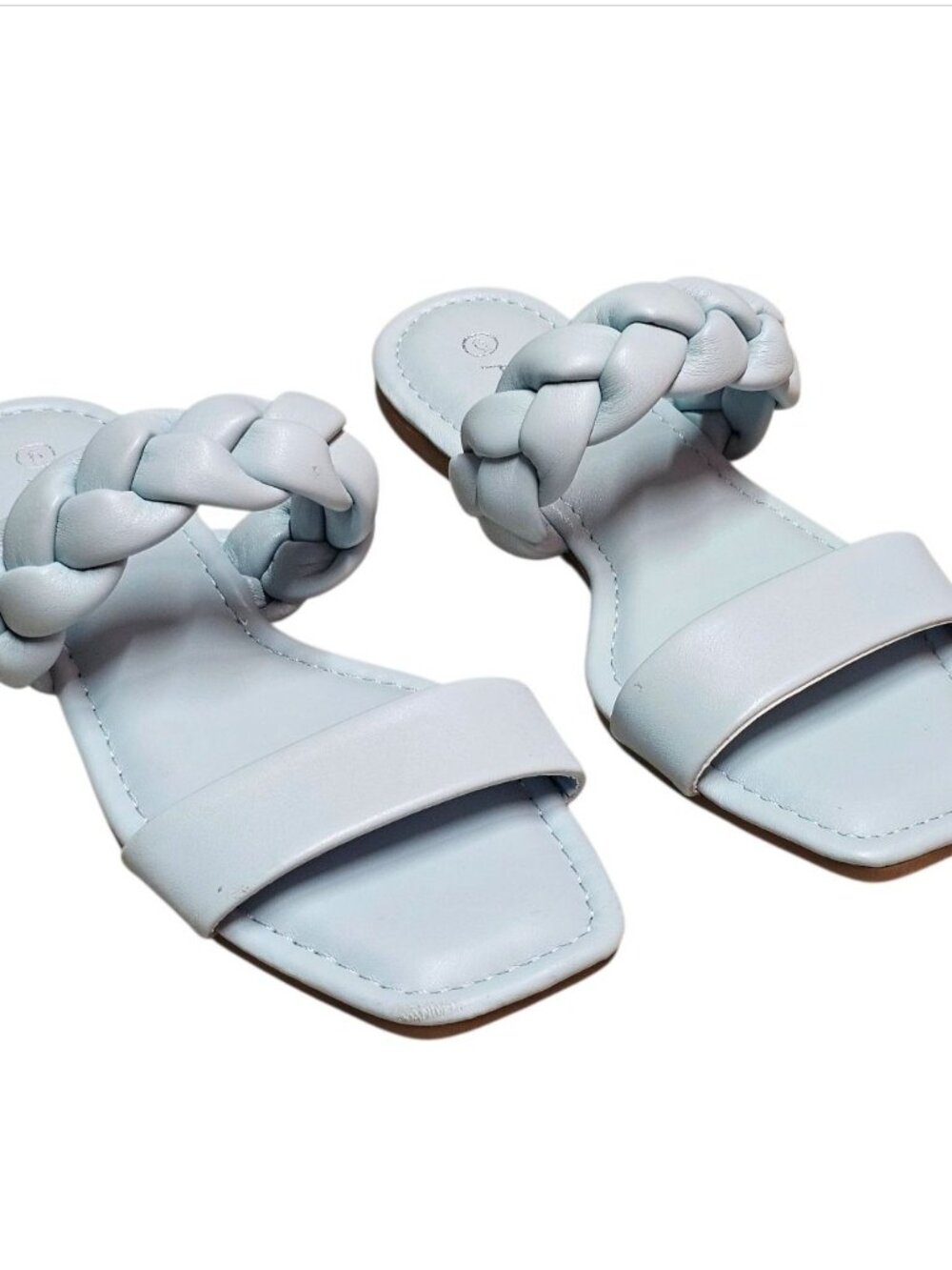 Braided Strap Light Blue Square-Toe Womens Sandals - Picture 8 of 8